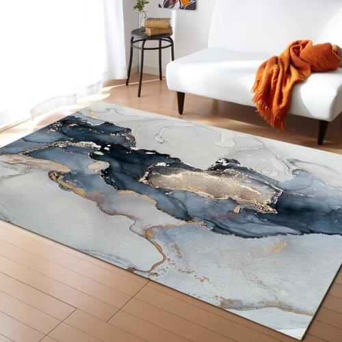 Marble Texture Ink Painting Golden Lines Carpets for Bedroom Home Decor Carpets Kawaii Rugs and Carpets for Home Living Room