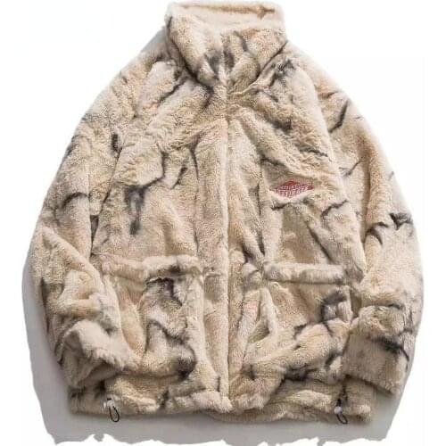 Mens Fleece Faux Fur Parkas Jacket Coat Winter Fashion Harajuku Warm Coat Casual Outwear Streetwear Coat Clothing Lounge Wear