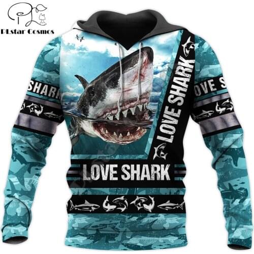 Love Shark 3D Printed Mens Hoodie Harajuku Streetwear autumn hoodies Sweatshirt Unisex Casual Jacket Tracksuits KJ0113