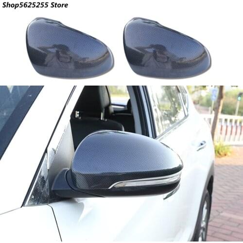 Rearview Mirror Cover Bumper Strip For Hyundai Tucson 2020 2019 Accessories Carbon Fiber Exterior Decorative Stickers