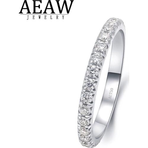 Real 14k White Gold Fine Moissanie Gold Ring Band D Color VVS1 Round Cut Moissanite Jewelry Gift for Women Lady