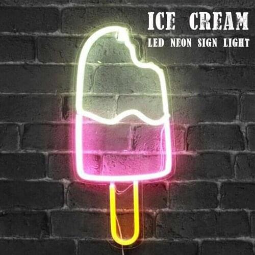 45.1x20.3CM Ice Cream LED Neon Sign Light Neon Bulbs for Beer Bar Bedroom Home Party Wall Decoration Neon Lamp Christmas Gift