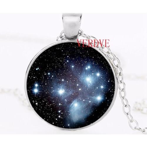 2018 new Handcrafted Pleiades star cluster pendant Universe Galaxy necklace Space Jewelry Black Blue Silver Plated pendant gift