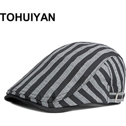 2021 New Striped Men Hat Retro Cotton Newsboy Cap Outdoor Boina Masculina Berets Caps Fashion Summer Gorro Cabbie Hats For Women