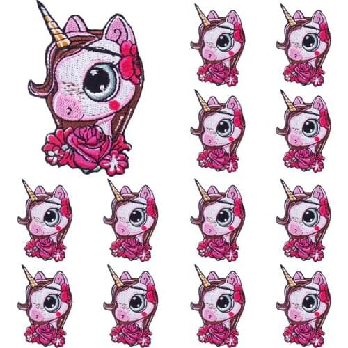 Prajna 10PCS Cartoon Unicorn Embroideerd Patches For Clothing DIY Cute Cartoon Sticker On Clothes Unicorn Badge wholesale
