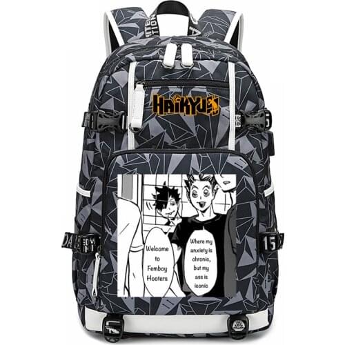 Anime Haikyuu Backpack Student Zipper Bag School Backpack Backbags Teen College Bags Teens Boys Bags Women Men Anime Backpack