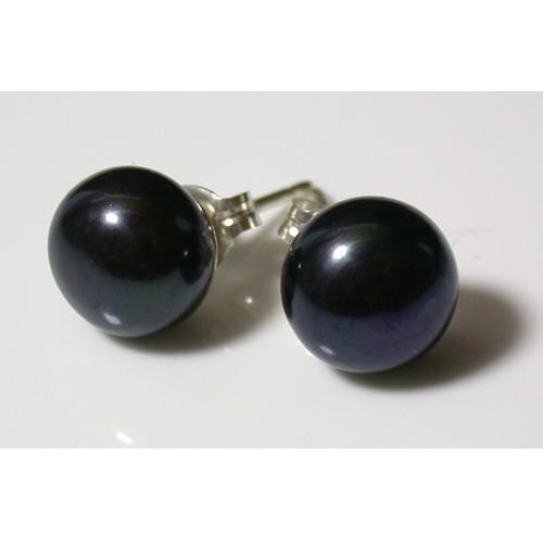 New Favorite Pearl Store 8.5mm Black Freshwater Pearl S925 Sterling Silver Stud Earrings Fine Jewelry Charming Lady Gift