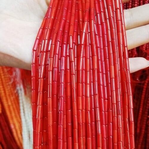 Synthetic coral cylindrical DIY semi-finished loose beads beaded Red coral beads jewelry necklace bracelet material accessories