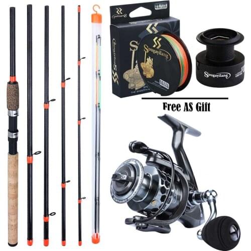 Sougayilang 3m L M H Power Spinning Feeder Fishing Rods and 3000 Series Spinning Fishing Reel with Fishing Line Full Kit Pesca