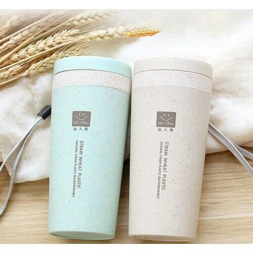 Winter Thermos Cup Kitchen Wheat Straw Double Insulated Gift Mug Tumbler with Lid Eco-friendly 16.8x7cm Travel Mug Coffee