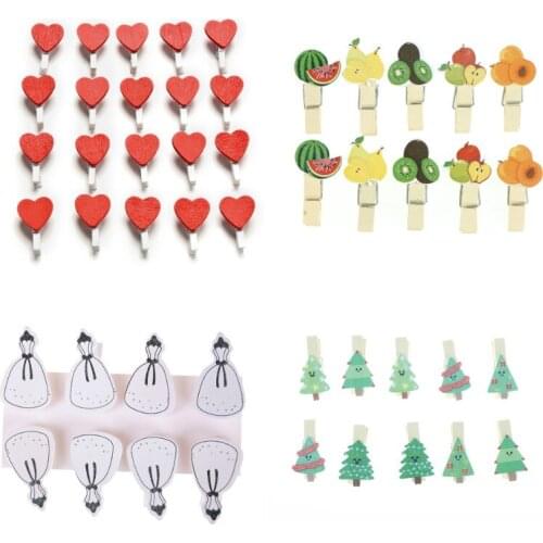 20 PCS Mini Heart Love Wooden Clothes Photo Paper Peg Pin Clothespin Craft Postcard Clips Home Wedding Decoration