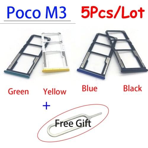 10Pcs/Lot， For Xiaomi Poco M3 SIM Card Tray Slot Holder Adapter Accessories