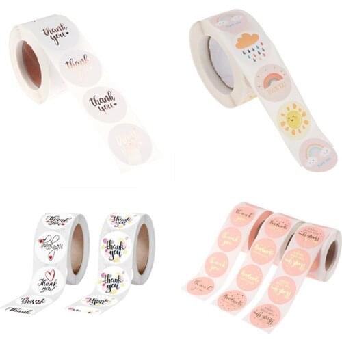 500pcs/roll Round Seal Sticker Thank You DIY Paper Label Adhesive Gift Seal Sticker Stationery Sticker