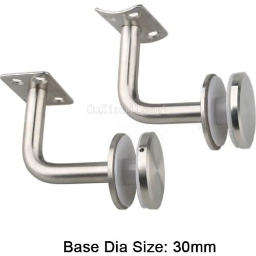 8PCS 30mm Base Dia Brushed Stainless Steel Stair Guard Handrail Glass Mount Support Wall Bracket JF1858