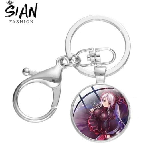 SIAN Anime Overlord Cosplay Keychain Creative Woman Mens Sleutelhanger Girls Cute Keyring Glass Dome Men Women Car Key Holders