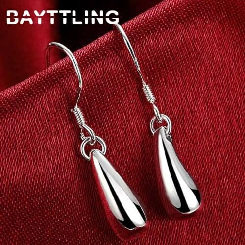 BAYTTLING 30MM 925 Sterling Silver Water Drop/Tear Drop Pendant Earrings For Woman Fashion Charm Statement Jewelry Gift