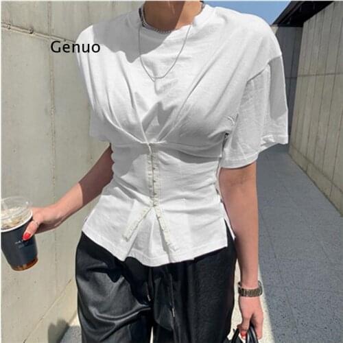 White Korean T Shirt for Women O Neck Short Sleeve Tunic Casual One Size T Shirts Female Fashion New Clothes Summer