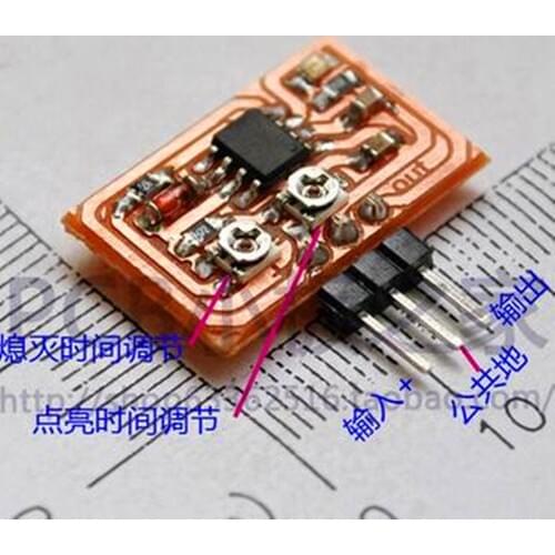 Free Shipping!!! Tunable square wave generator / oscillator circuit 555 / with pin / with red LEDD08 / Electronic Component