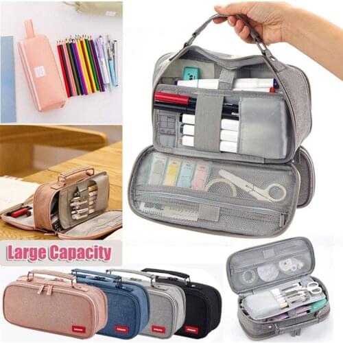 Large Pencil Case Double Zipper Pencil Case Pouch Organizer with Mesh Pocket