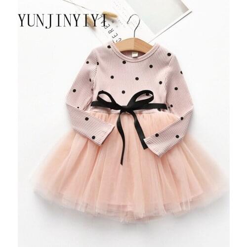Childrens princess dress spring and autumn girls dress winter long-sleeved fluffy mesh girls clothes girl dress
