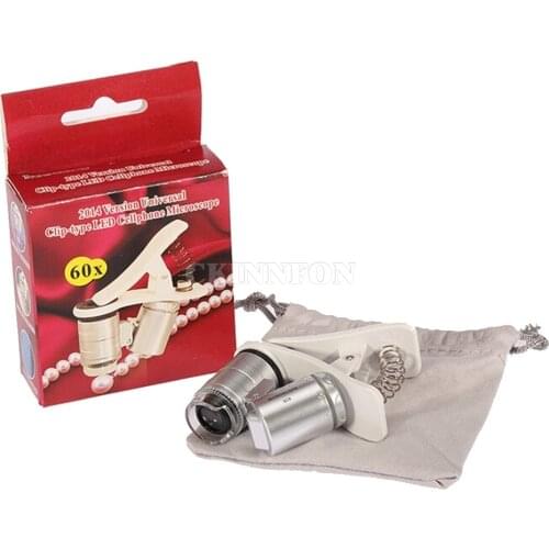 DHL 50PCS Special Trip Pop 60x Handheld Mini Pocket Microscope Loupe Jeweler Magnifier With LED Light