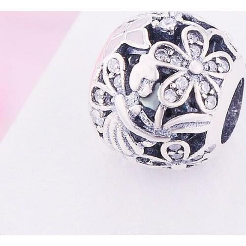 Fairy Angel Cherry Blossom Pink Enamel Butterfly CZ Bead Fit Original Pan Charm Bracelet 925 Sterling Silver Making Berloque