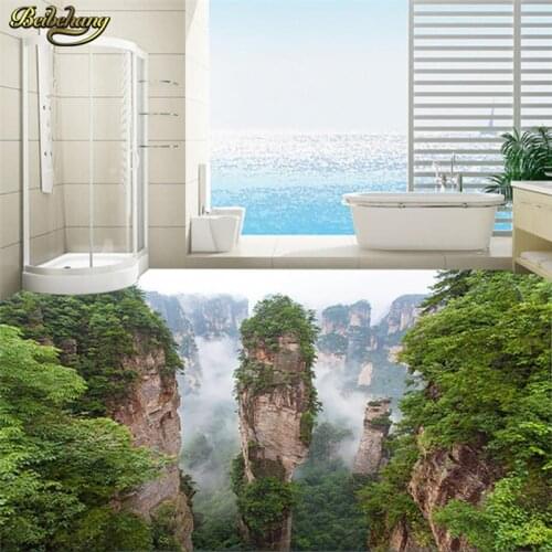 Beibehang Custom Photo Wallpaper Floor Painting 3D Sticky Wear Resistant Self Adhesive Stereo Floor Mountain Landscape