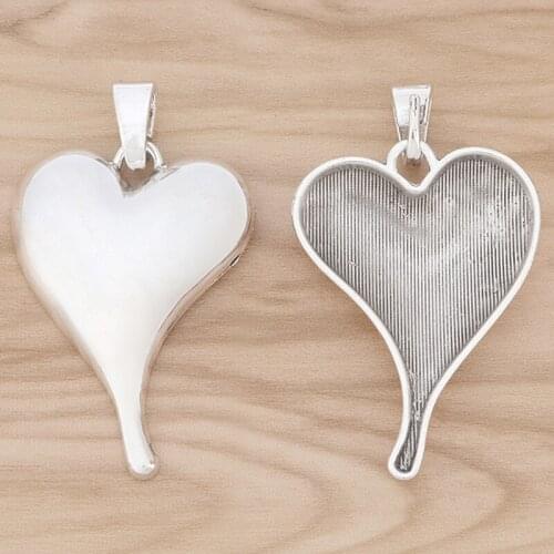 2 Pieces Large Love Heart Charms Pendants for Necklace Jewellery Making Findings 70x42mm