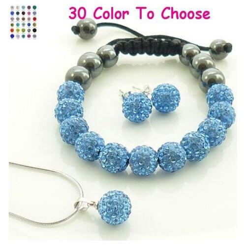 Ger34 bead+Gift+Free Shipping 10mm ONKI Crystal crystal Set New Arrival Bracelet Earring Necklace wedding jewelry