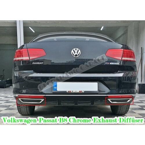 For Volkswagen Passat B8 Chrome Exhaust Chrome 2015 2016 2017 2018 2019 R Line Style High Quality Rear Diffuser Exhaust Look