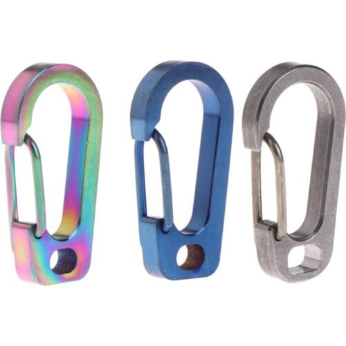 Titanium Alloy Carabiner Keychain Spring Flat Hole D Flashlight Buckle EDC Tool