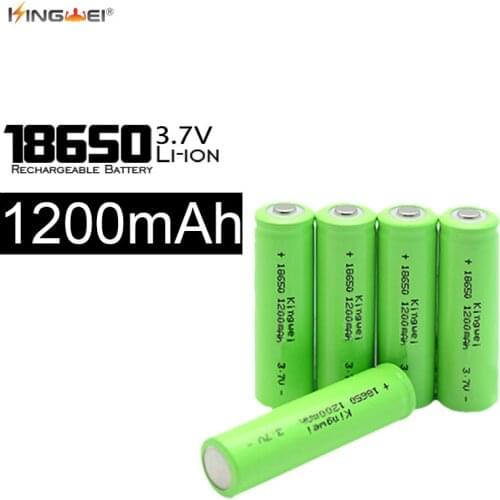 KingWei 1200mAh Light Green 18650 Energy Saving Environmental Protection Pointed Battery 3.7v Rechargeable Li-ion Batteries
