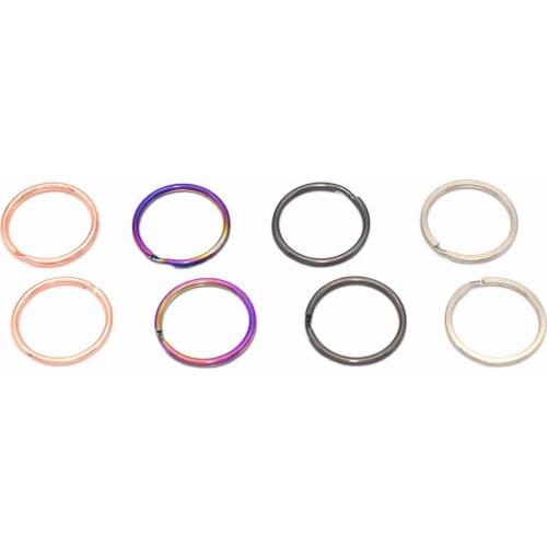 25mm Rainbow Stainless Steel Key Ring Split Ring Keychain ring Jewelry charm clasp Supplies metal key ring pendant Key Fob 20pcs