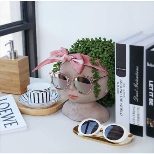 Creative Human Face Statue Flower Vase Resin Plant Flower Pot