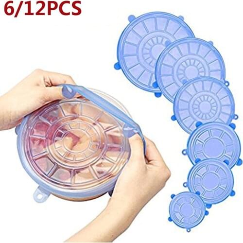 6PCS Silicone Stretch Silicone Lids Universal Silicone Food Wrap Bowl Pot Lid Silicone Cover Pan Cooking Kitchen Accessories