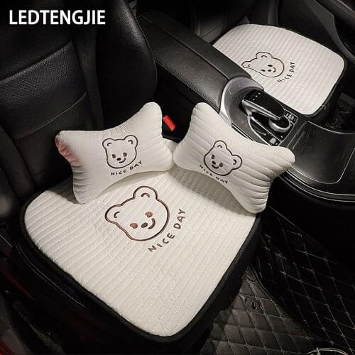 LEDTENGJIE Car Headrest Neck Pillow Summer Comfortable Cute Bear Car Seat Pillow Cushion Car Interior Products