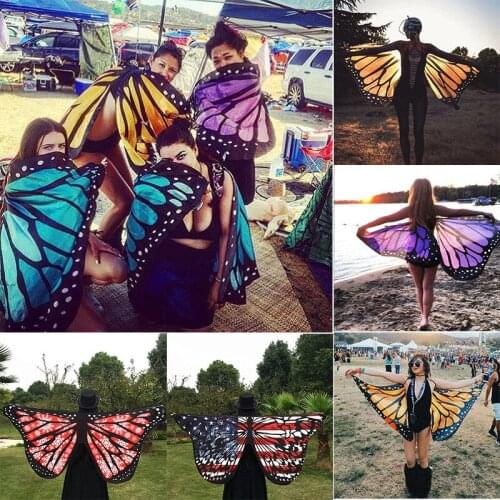 Hot Sale New Fancy Multi-style Colorful Soft Fabric Butterfly Wings Fairy Cover-Ups Ladies Summer Beach Wrap Costume Accessory
