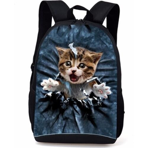 Cute School Bagpack 3D Naughty Cat Animal Children Casual Backpack Little Kids Shoulder School Bags Book Bagpack Mochila Mujer