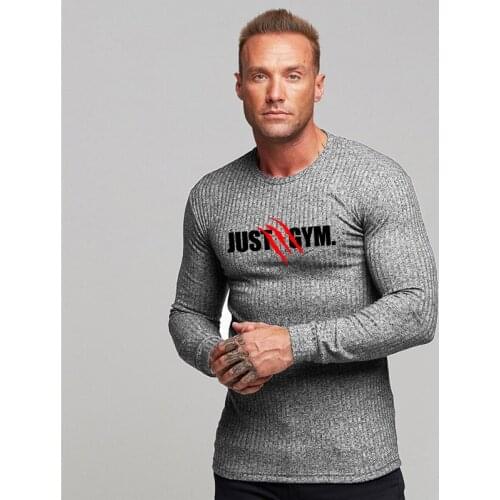 Muscleguys Slim Fit Long Sleeve Knitted T Shirt Mens Spring Autumn Fashion Sweaters Men Casual O-Neck Pullovers Men Clothing