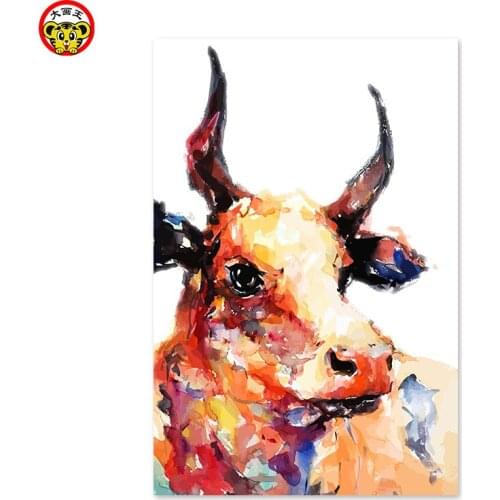 Painting by numbers art paint by number Watercolor Abstract bovine livestock animal propylene DIY coloring his