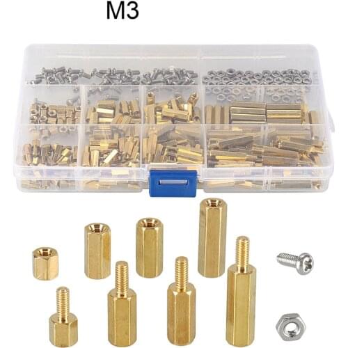 Brass Spacers Bolts Kit Iron Nickel Plated Screws Brass Bolts Copper Hexagonal Post Spacer Bolts M2 Screws Hardware Accessory