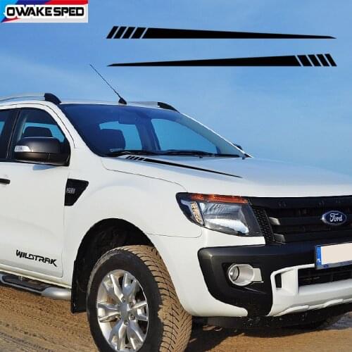 1 set Car Hood Sticker Racing Sport Stripes Front Engine Cover Decor Decal For Ford Ranger 2012-17 Exterior Accessories Stickers