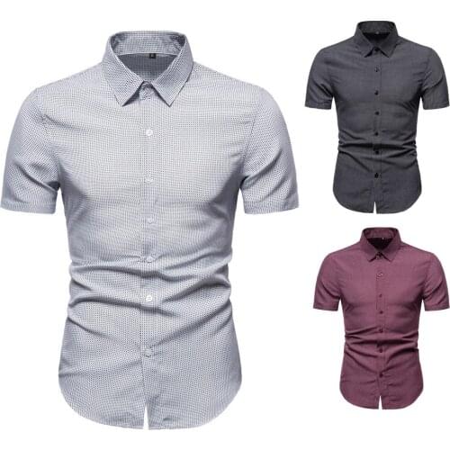 New Summer Short-sleeved Shirt with Spot-print Mens Short-sleeved Shirt