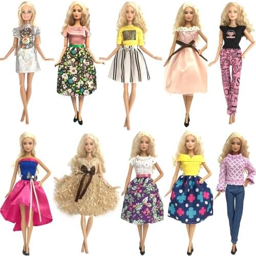 NK Newest Doll Dress Fashion Outfits Mix Style Skirt Handmade Clothes For Barbie Doll Accessories Gift Baby Toys JJ 6x
