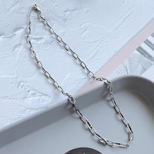 925 Sterling Silver Couple Necklace Personality Trendy Men and Women Chain Shape Necklace Street Hip Hop Women Sweater Chain