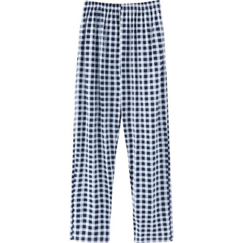 2021 Women Men Unisex Plaid Printed Pajamas Bottoms Cotton Soft Elastic Waist Sleepwear with Pocket Pyjamas Trousers Long Pants