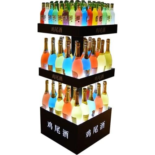 3 Tiers LED Acrylic Wine Display Rack Bottle Cabinet Champagne Tower Stand