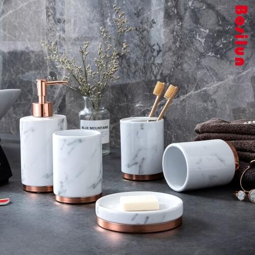 Five piece ceramic bathroom set Nordic Light luxury family couple bathroom toothbrush gargle cup wash set