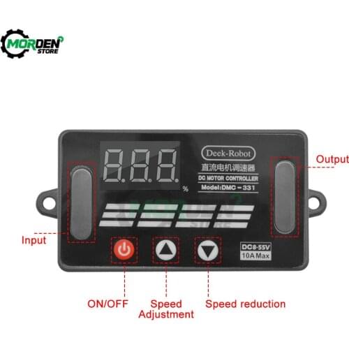 DC 8-55V 10A PWM DC Motor Speed Controller Adjustable Digital LED Display 0~100% speed control regulator -20°C〜70°C