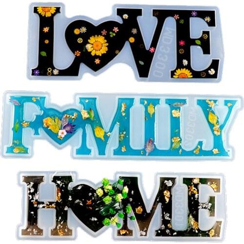 DIY Home Family Love Epoxy Resin Casting Mould Ornament Making Silicone Moldresina epoxi transparente 1 litro moldes de silicona